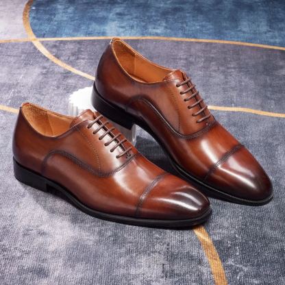 Men's smooth leather lace-up dress shoes