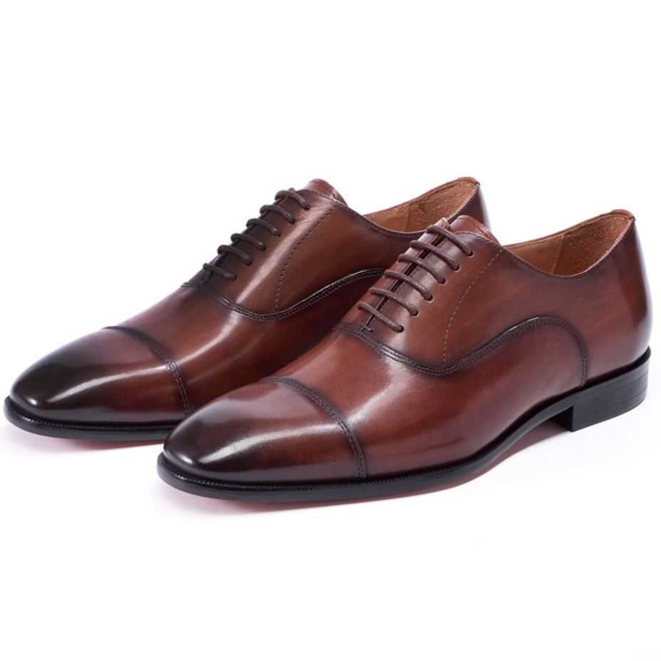Men's smooth leather lace-up dress shoes