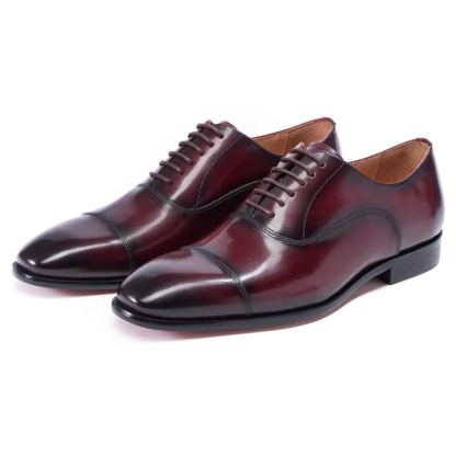 Men's smooth leather lace-up dress shoes