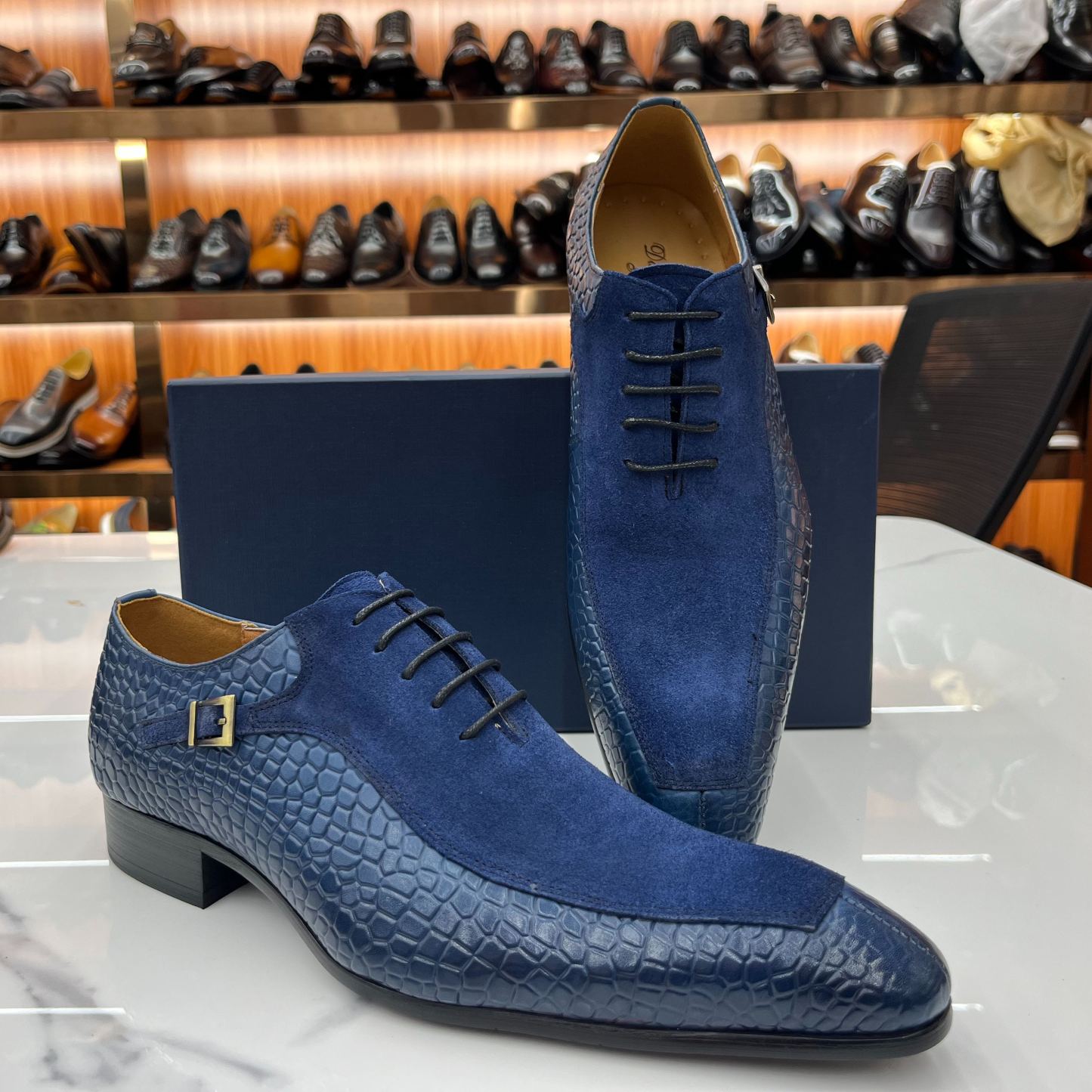 [Copy]Luxury Yellow Textured Leather Monk Strap Oxfords Men's Formal Dress Shoes