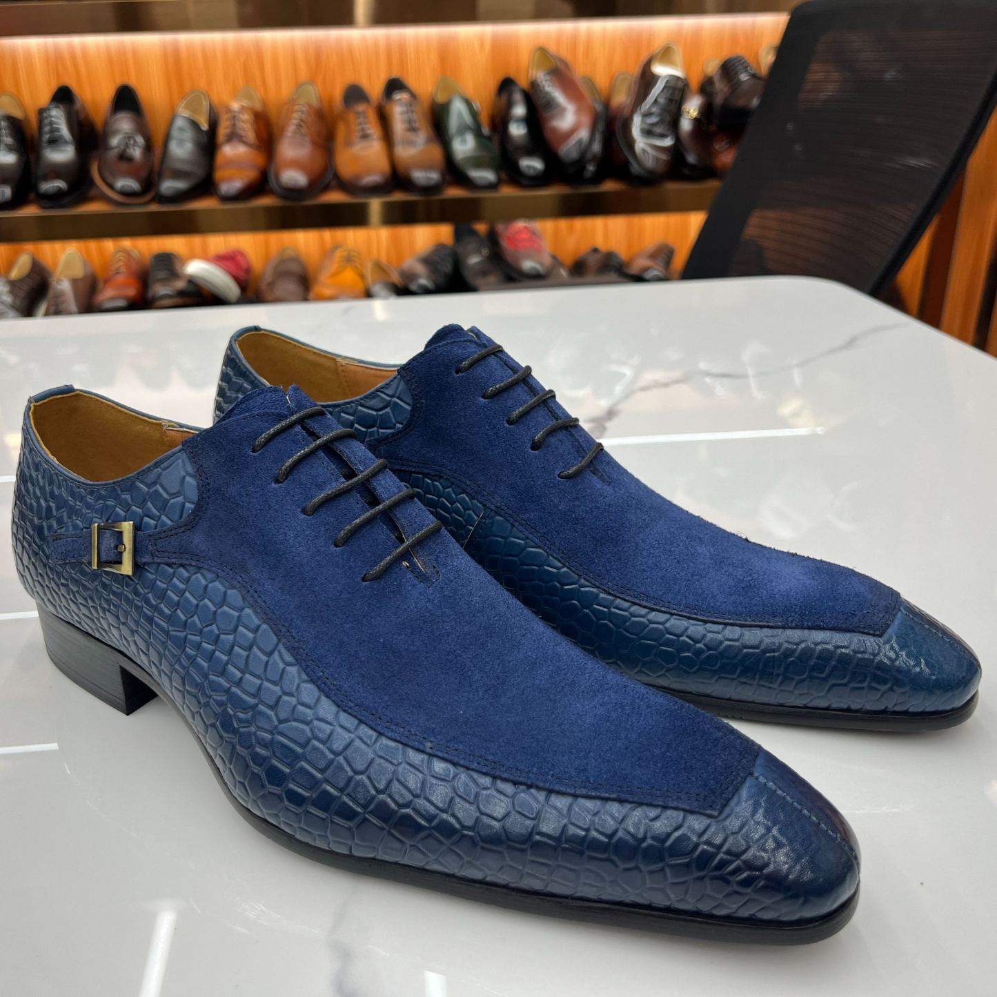 [Copy]Luxury Yellow Textured Leather Monk Strap Oxfords Men's Formal Dress Shoes