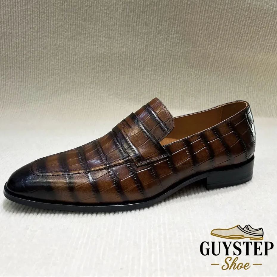 High-end quality handmade first-layer cowhide embossed new style business casual loafers