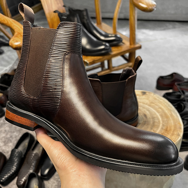 New Arrival Men's Full-Grain Leather Chelsea Boots