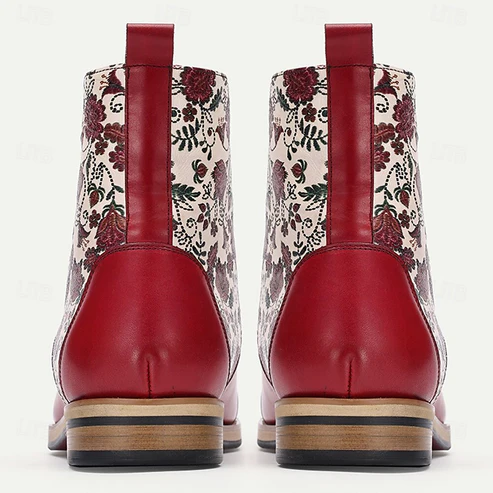 GUYSTEP™Men's handmade cowhide patchwork high top lace-up leather boots