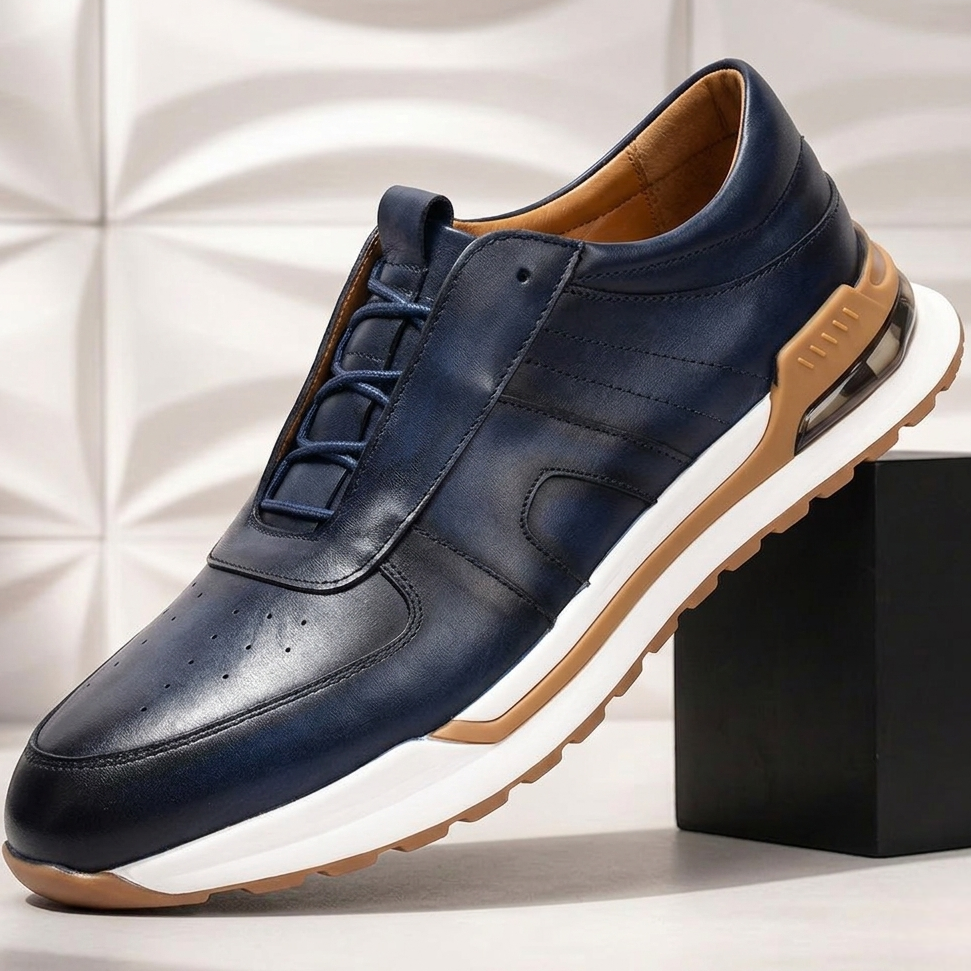 Men’s Premium Cowhide Leather Casual Sneakers – Multiple Colors