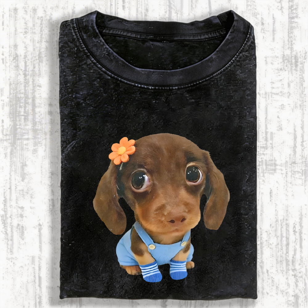 Cute Dachshund Meme Vintage Washed T-shirt