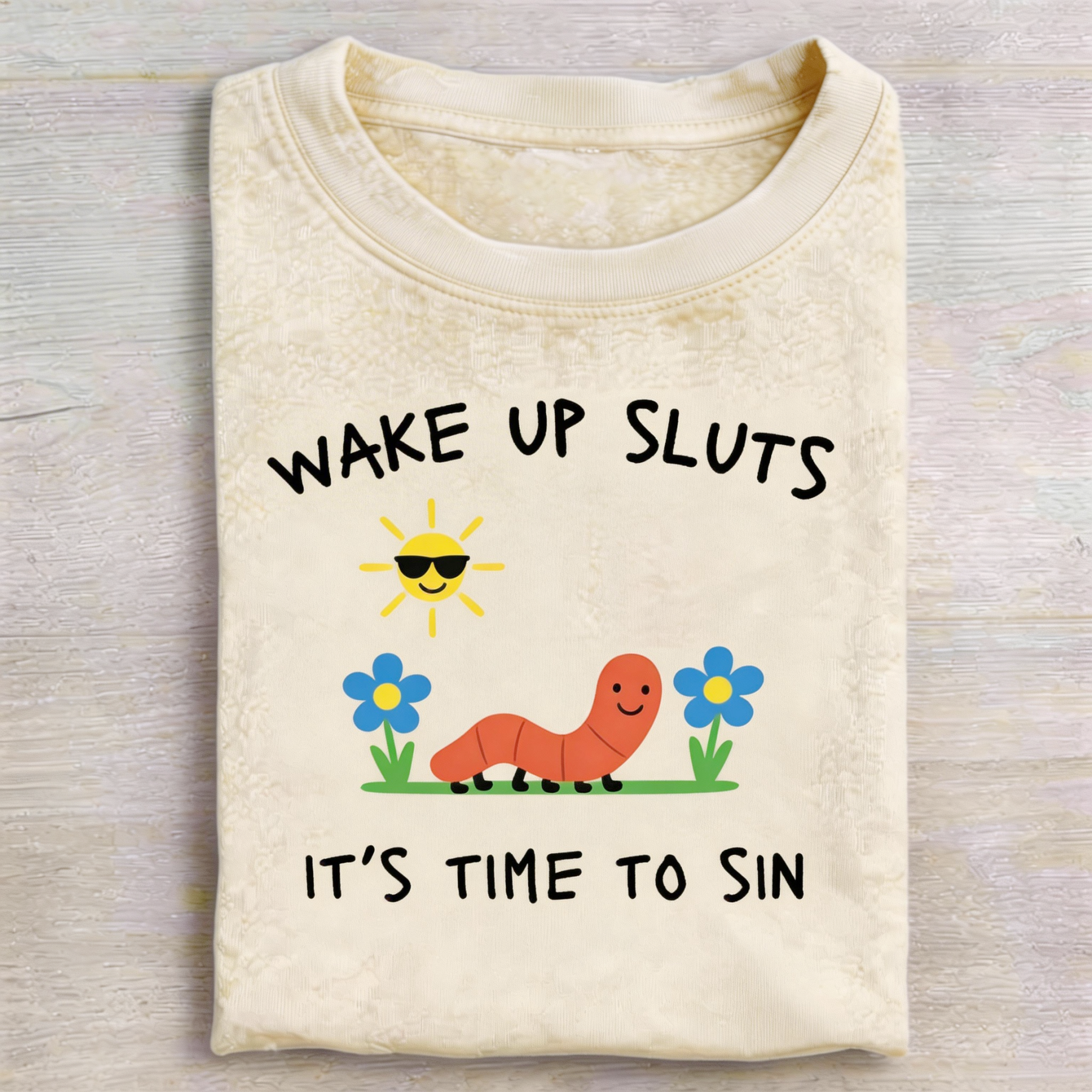 Wake up Cute Children's Drawings Vintage Washed T-shirt
