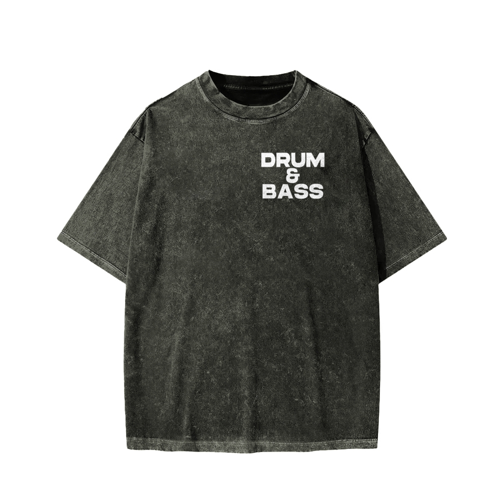 Drum & Bass Front And Back Printing  Washed T-shirt