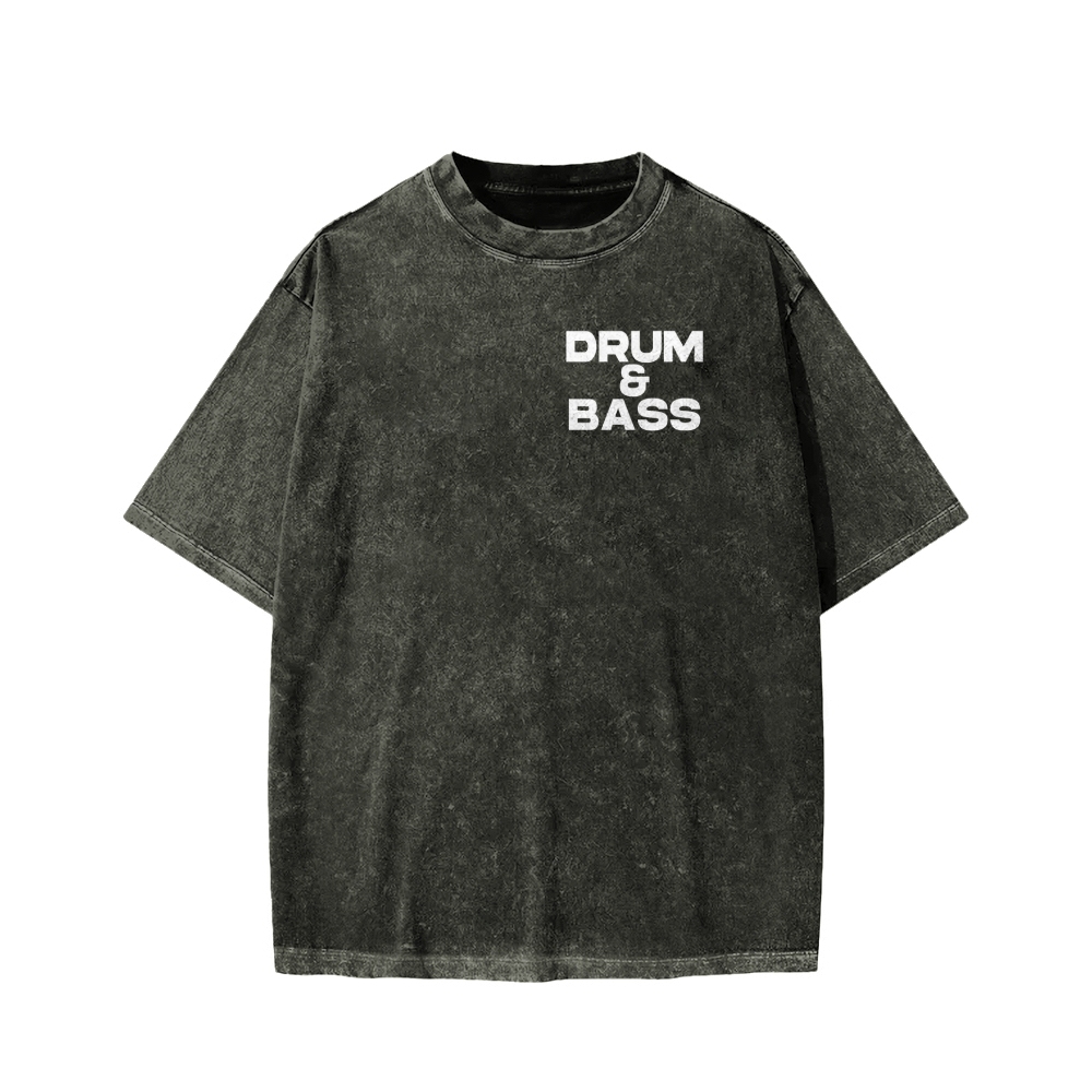 Drum & Bass Front And Back Printing  Washed T-shirt