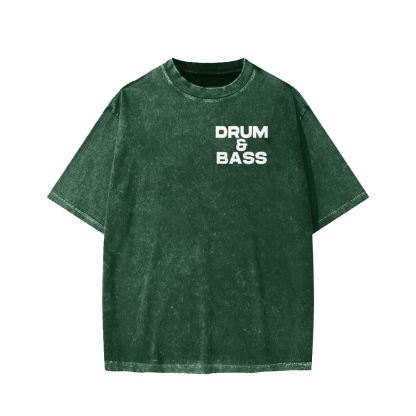 Drum & Bass Front And Back Printing  Washed T-shirt