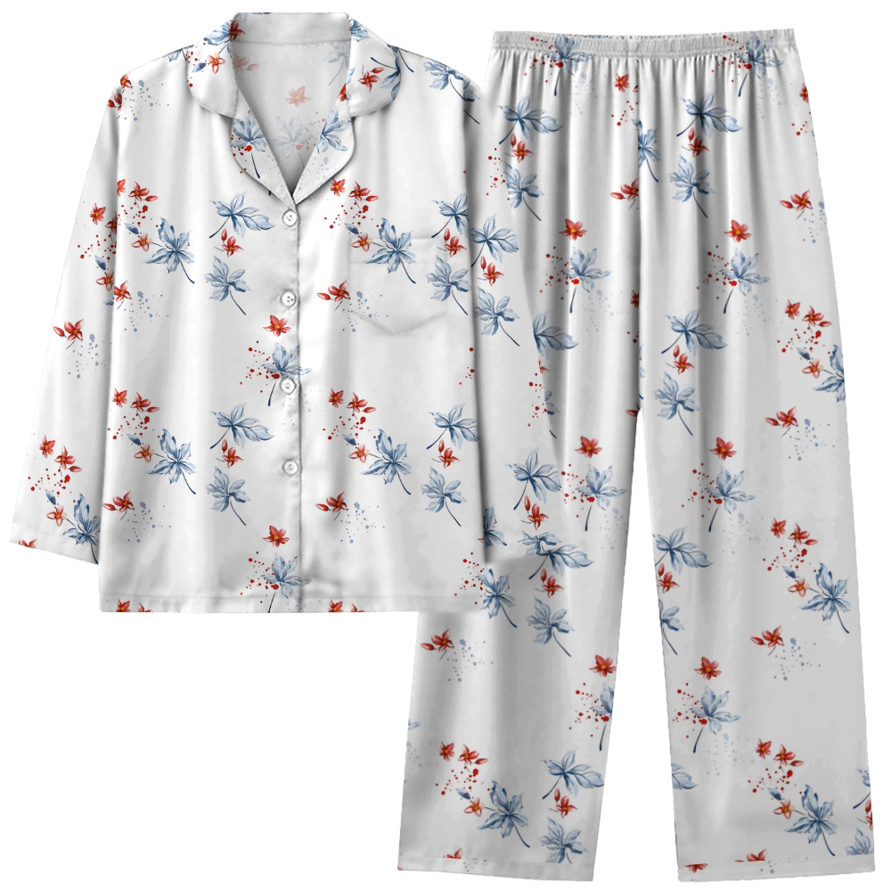 Plant and Flower Comfortable Long Sleeve Shirt and Pajama Set