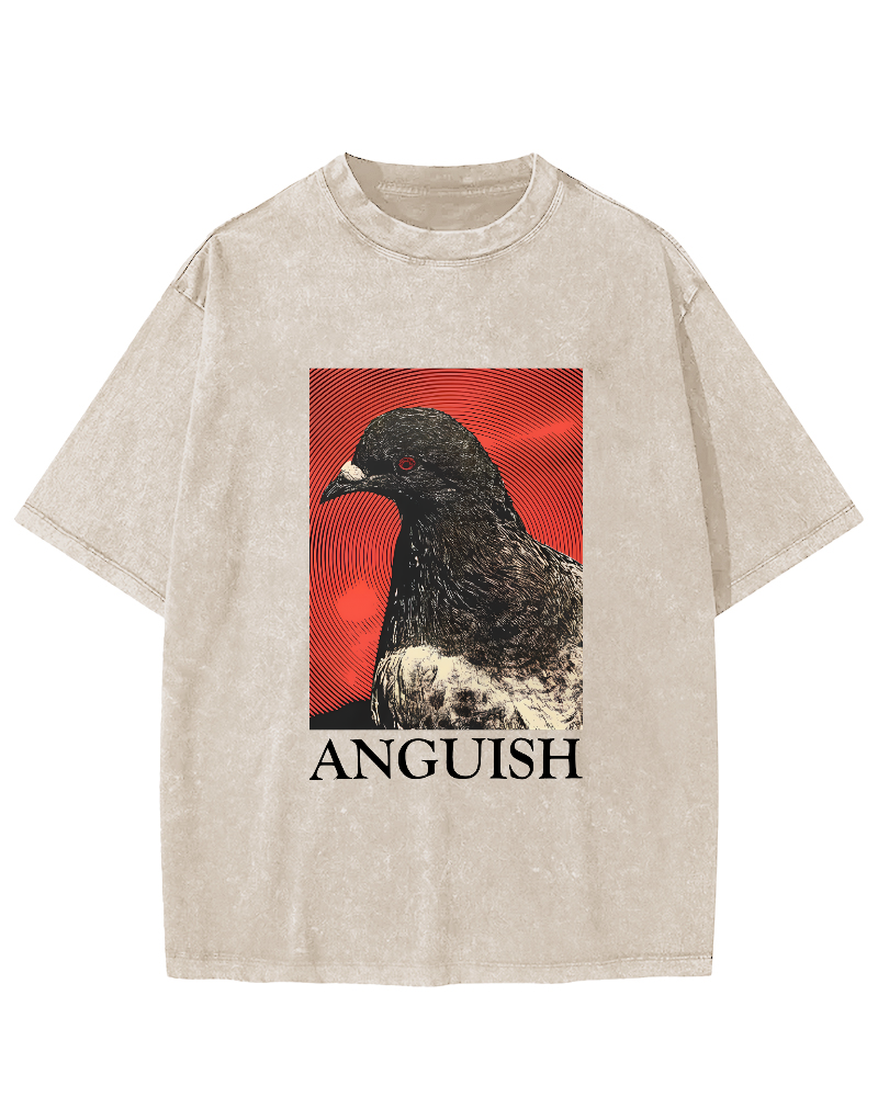 Retro Pigeon Pattern Vintage Distressed T-shirt-Zazasy