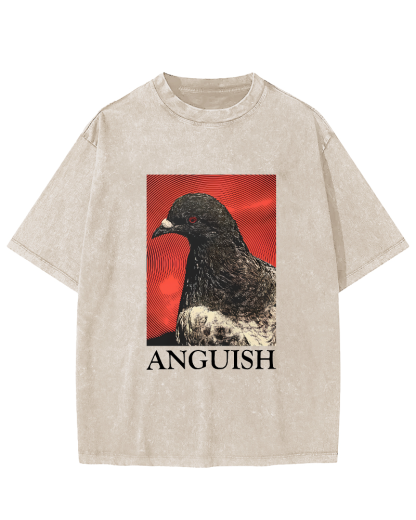 Retro Pigeon Pattern Vintage Distressed T-shirt-Zazasy