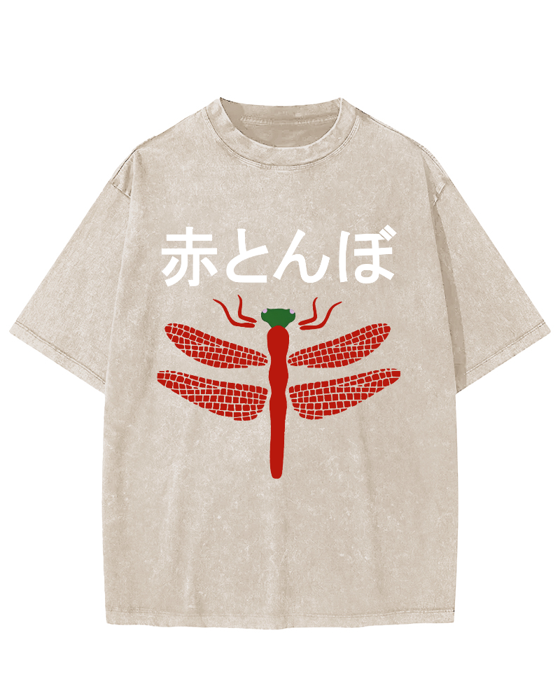 Dragonfly Japanese Style Vintage Distressed T-shirt-Zazasy