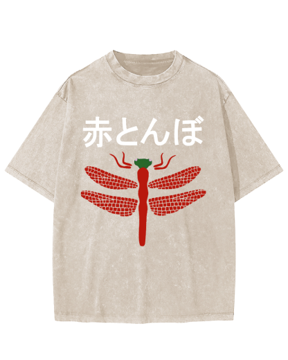 Dragonfly Japanese Style Vintage Distressed T-shirt-Zazasy
