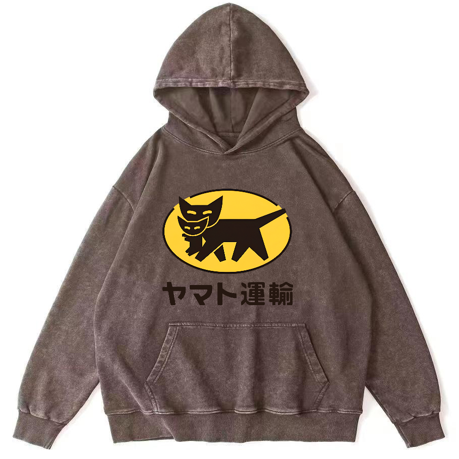 Japanese Cat Pattern Vintage Distressed Hoodie-Zazasy
