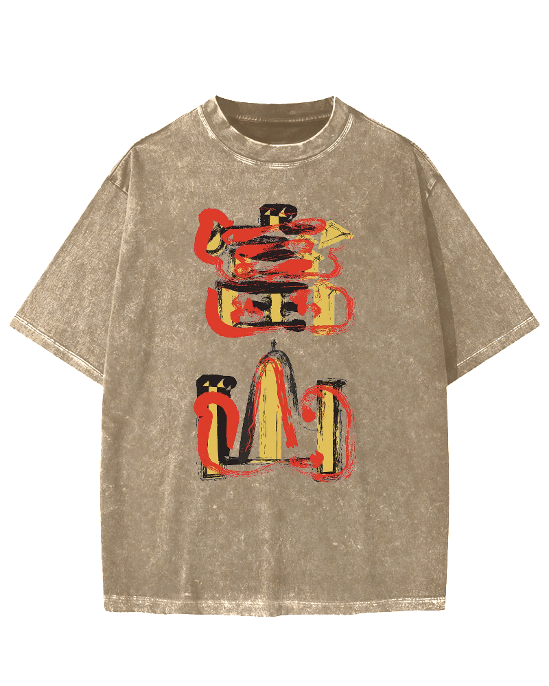 Toyama City Japanese Artistic Kanji Vintage Washed T-shirt