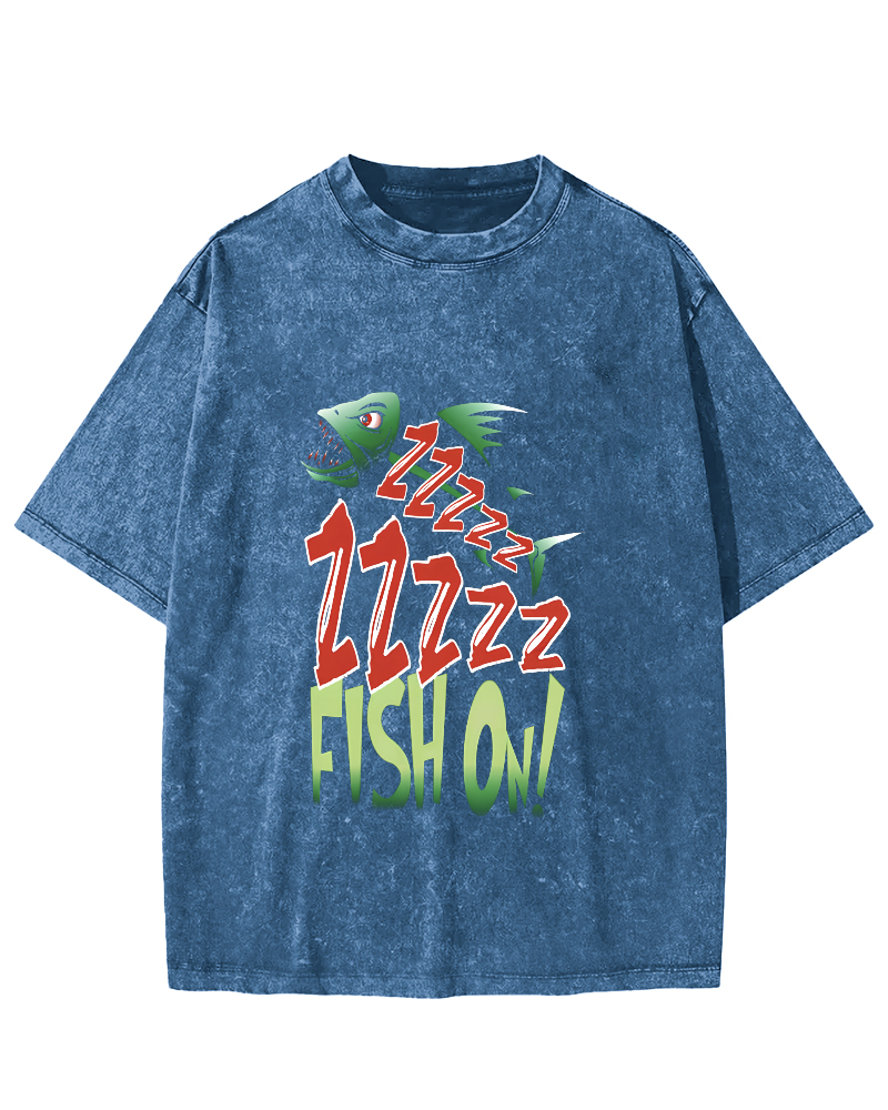 Personalized Sea Fish Bone Pattern Vintage Distressed T-shirt-Zazasy