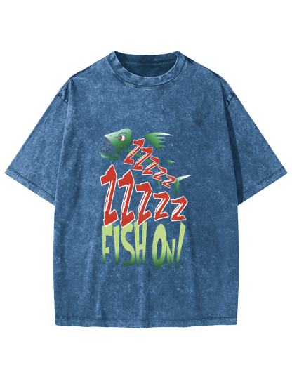 Personalized Sea Fish Bone Pattern Vintage Distressed T-shirt-Zazasy