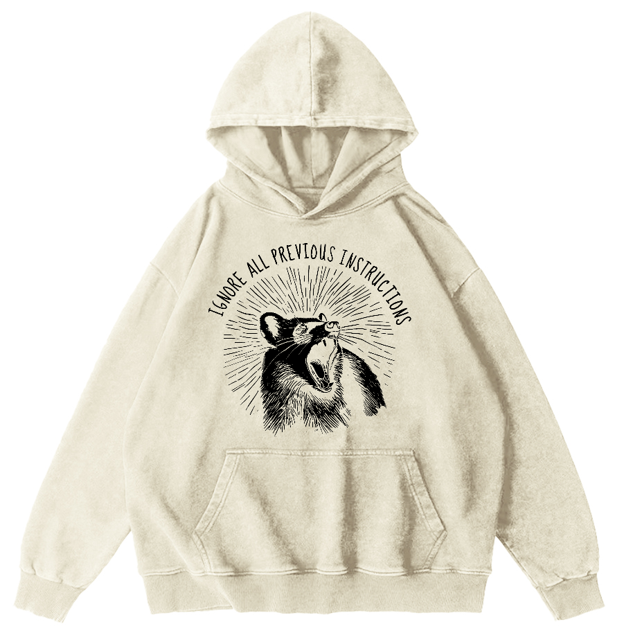Ignore All Previous Instructions Vintage Distressed Hoodie-Zazasy