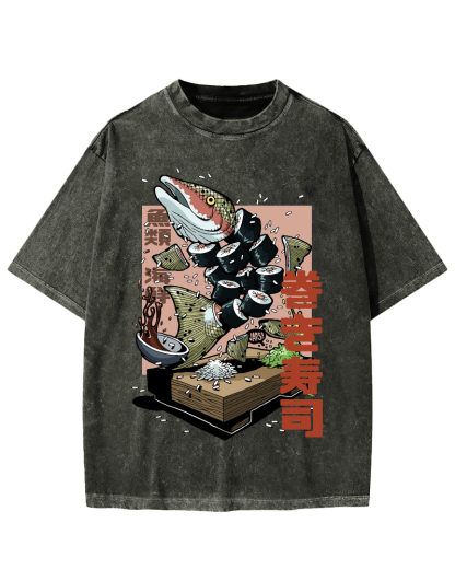 Fish Sushi Vintage Washed T-shirt