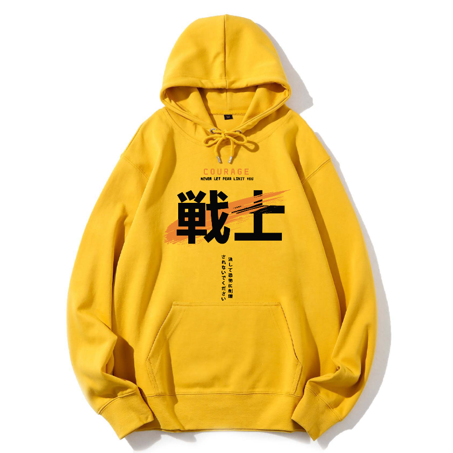 Warrior Japanese Hanzi Cotton Hoodie