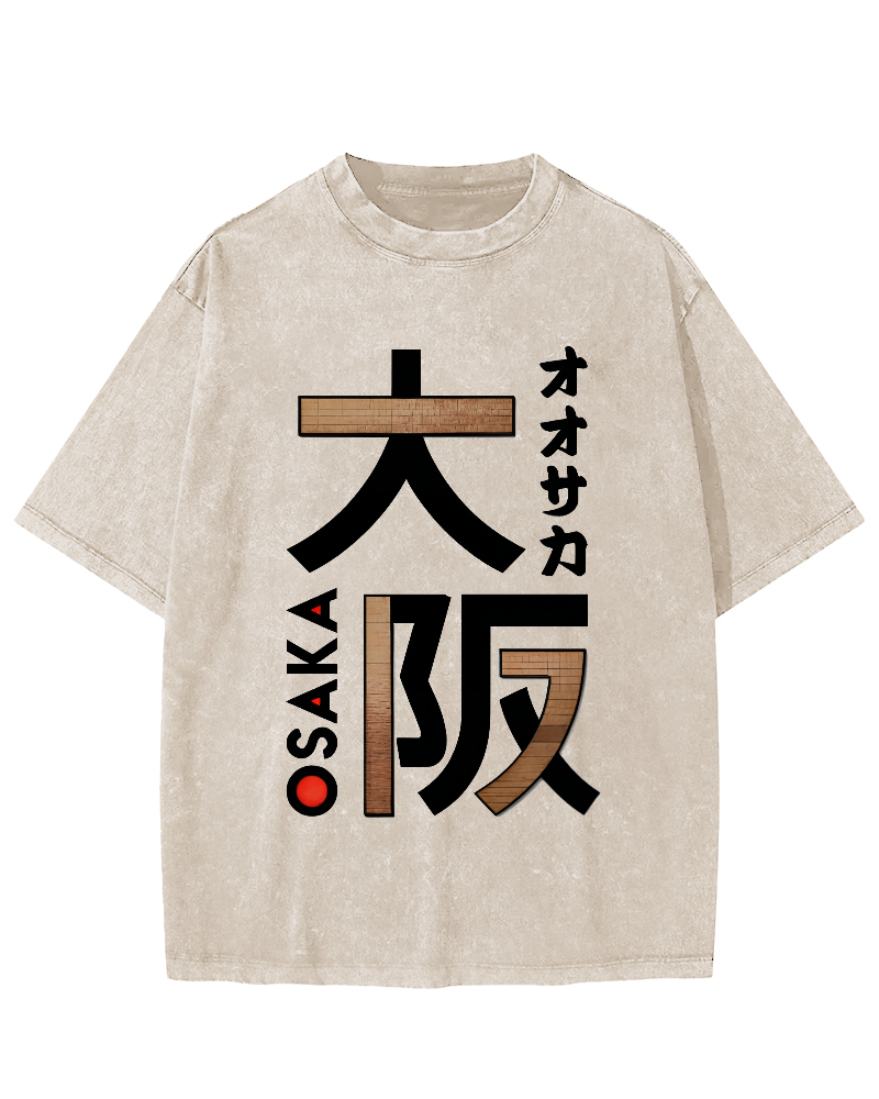 Osaka Japanese Script Vintage Distressed T-shirt-Zazasy