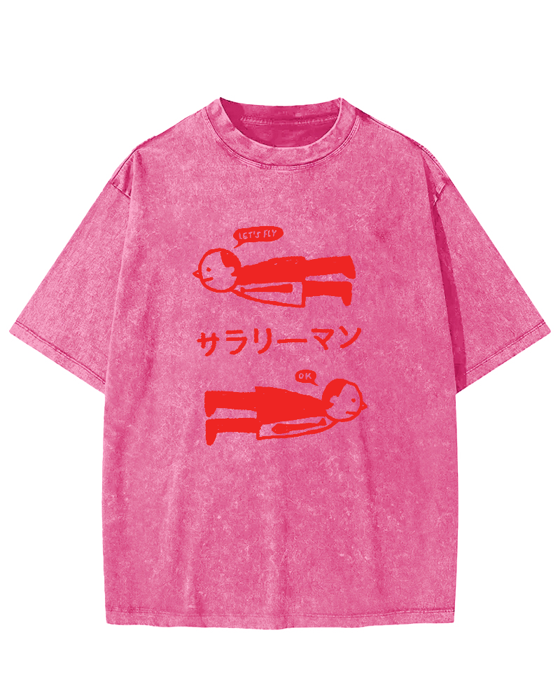 Let's Fly office workers Vintage Washed T-shirt