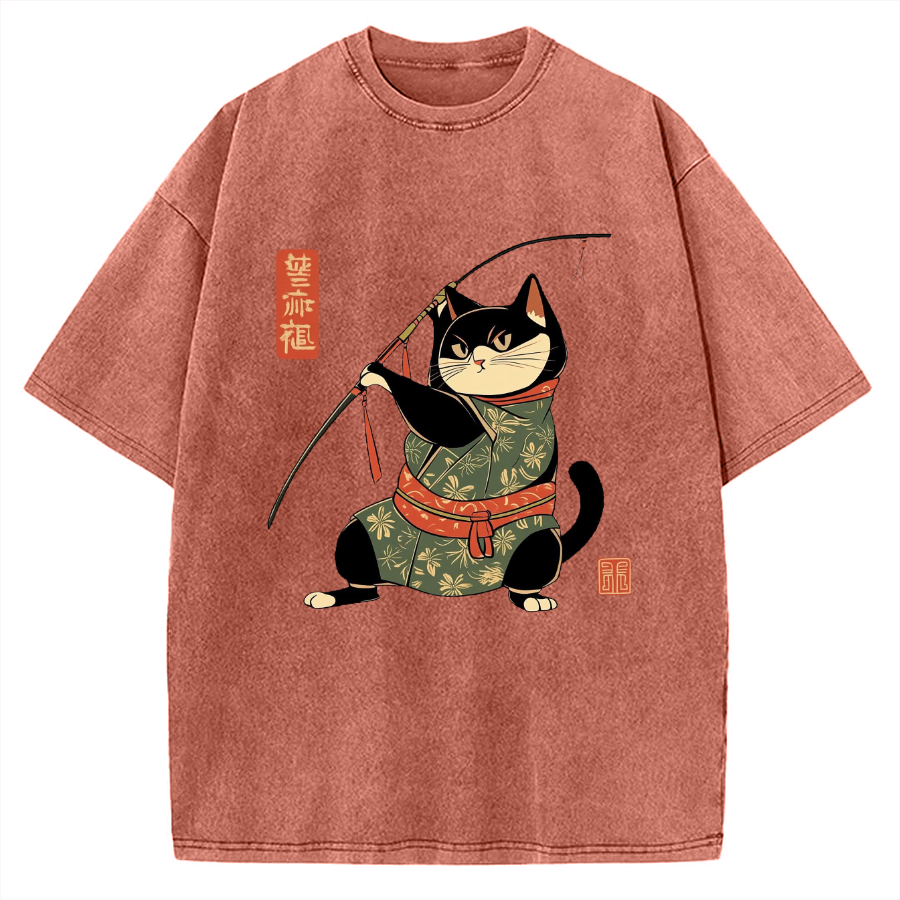 Japan Cat Archery Vintage Washed T-shirt
