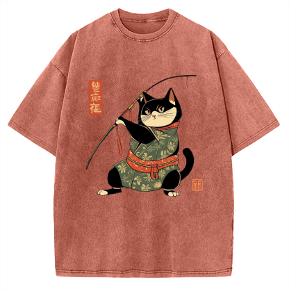 Japan Cat Archery Vintage Washed T-shirt