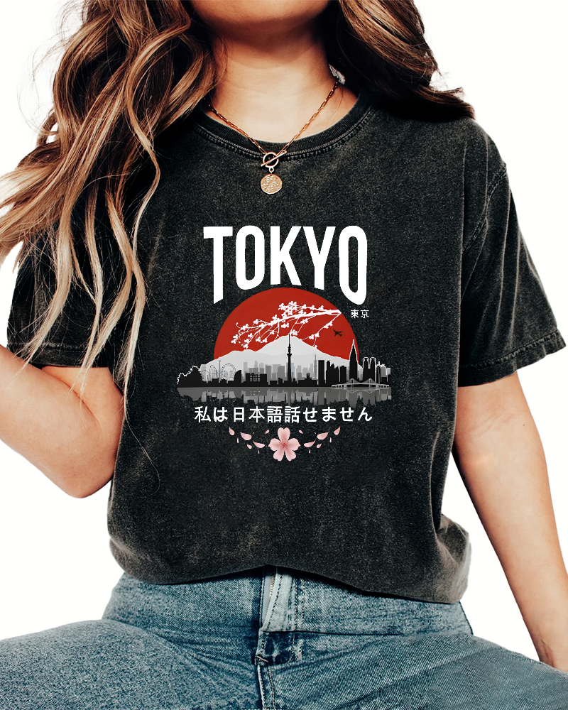Tokyo Scenery Japanese Style Vintage Distressed T-shirt-Zazasy