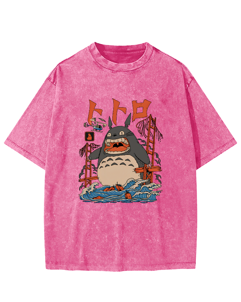 Cute Cartoon Japanese Style Vintage Distressed T-shirt-Zazasy