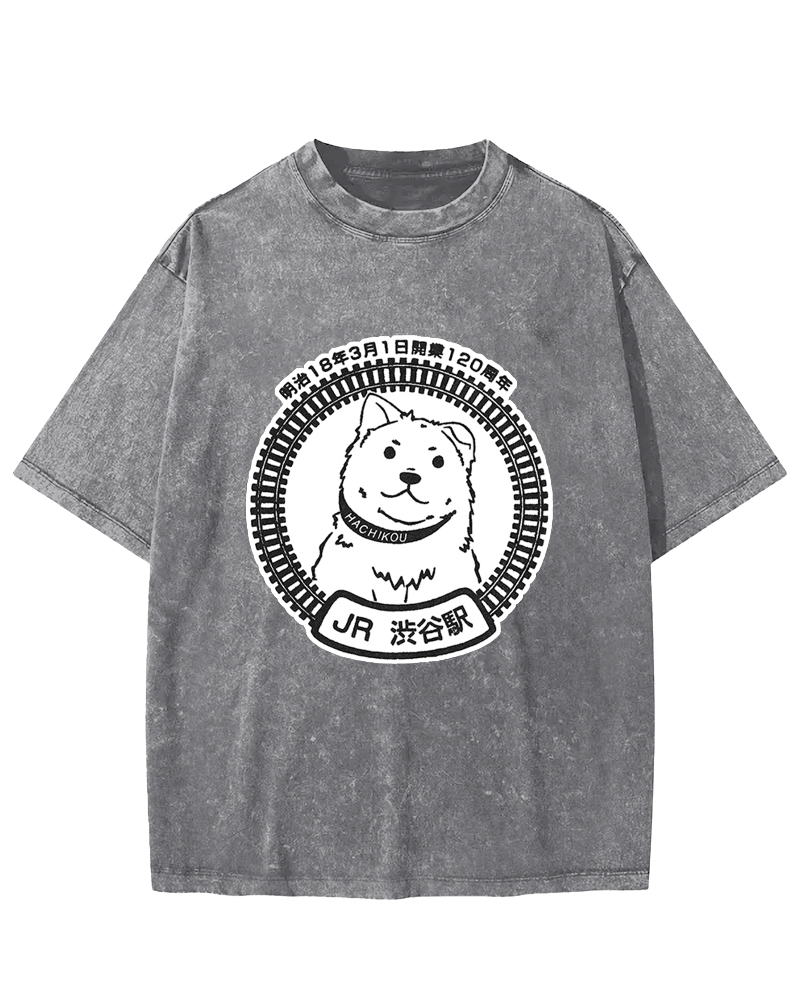 Shibuya Station-Hachikou Vintage Washed T-shirt