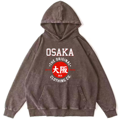 Osaka Script in Japan Vintage Washed Hoodie-Zazasy