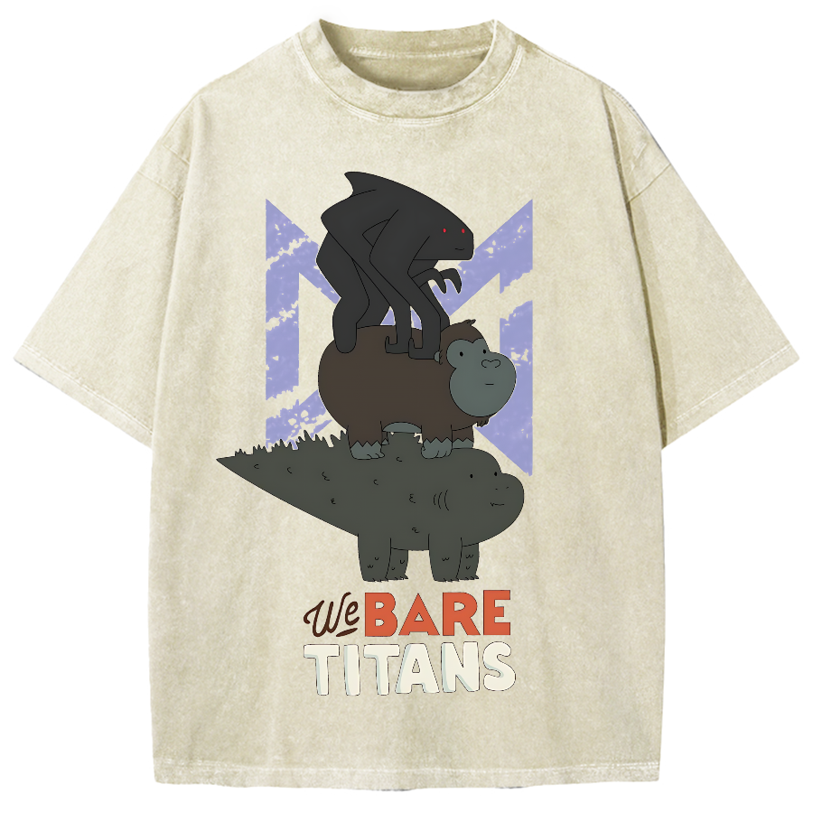 We Bare Titans Cute Monsters Japanese Vintage Washed T-shirt