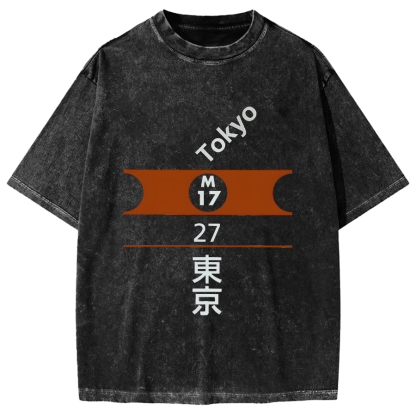 Tokyo Station of Marunouchi LIne Vintage Washed T-shirt