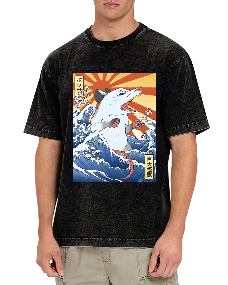 Giant Mouse Monster Vintage Washed T-shirt-Zazasy