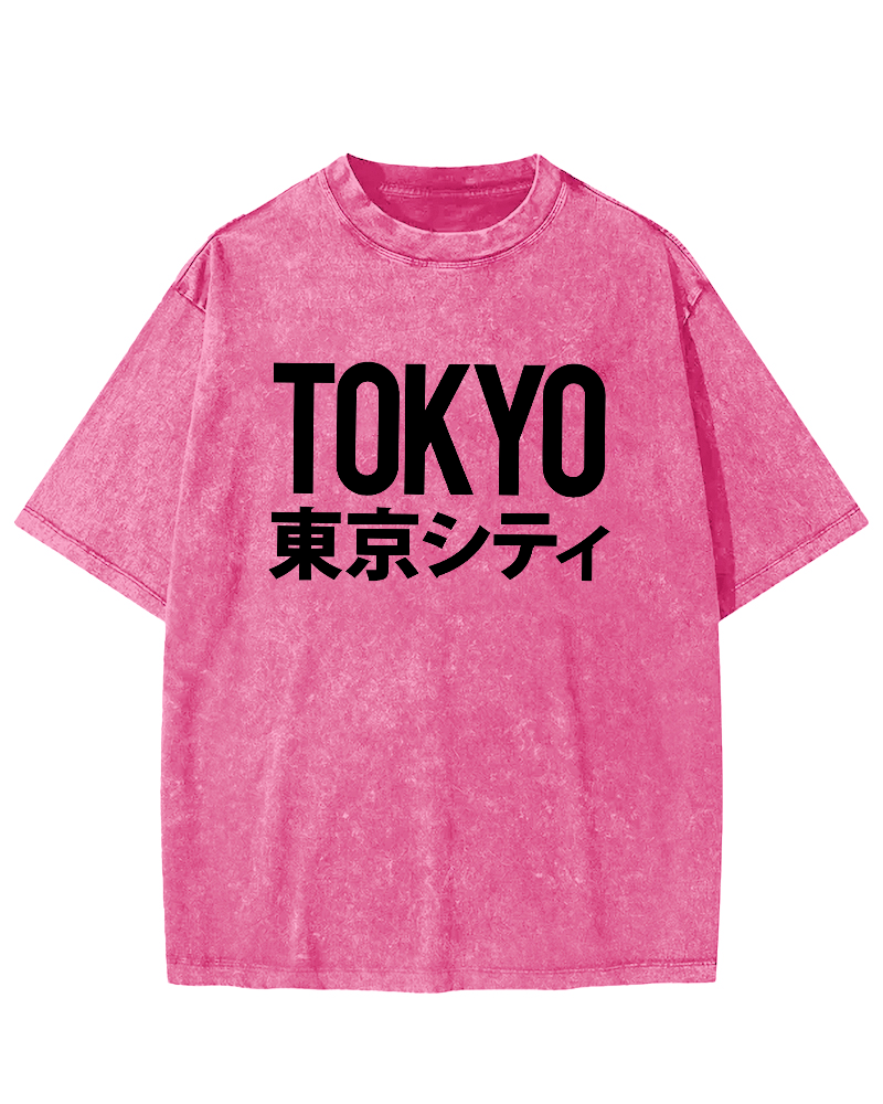 Tokyo Script in Japan Vintage Washed T-shirt-Zazasy