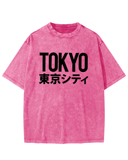 Tokyo Script in Japan Vintage Washed T-shirt-Zazasy