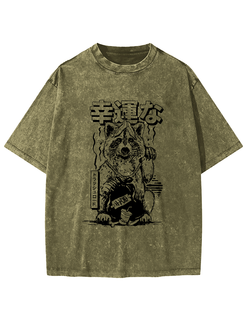 Lucky Japanese Vintage Distressed T-shirt-Zazasy