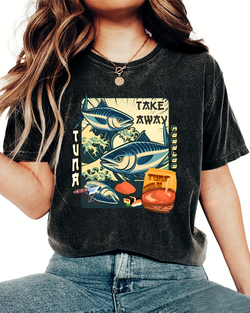 Delicious Japanese Style Tuna Vintage Washed T-shirt-Zazasy
