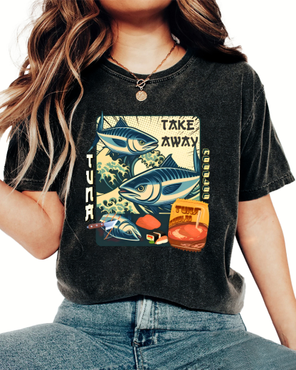 Delicious Japanese Style Tuna Vintage Washed T-shirt-Zazasy