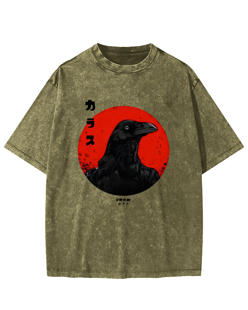 Crow Japanese Vintage Distressed T-shirt-Zazasy