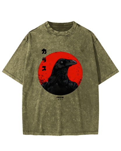 Crow Japanese Vintage Distressed T-shirt-Zazasy