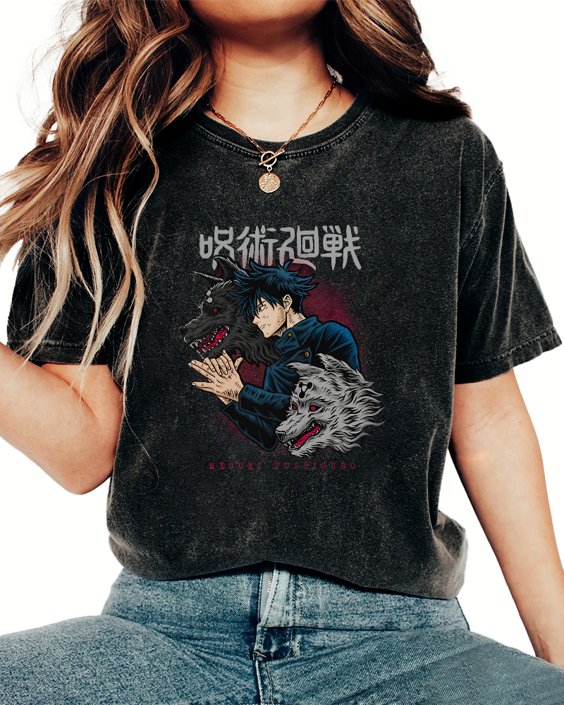 Cartoon Animal Pattern Japanese Style Vintage Distressed T-shirt-Zazasy