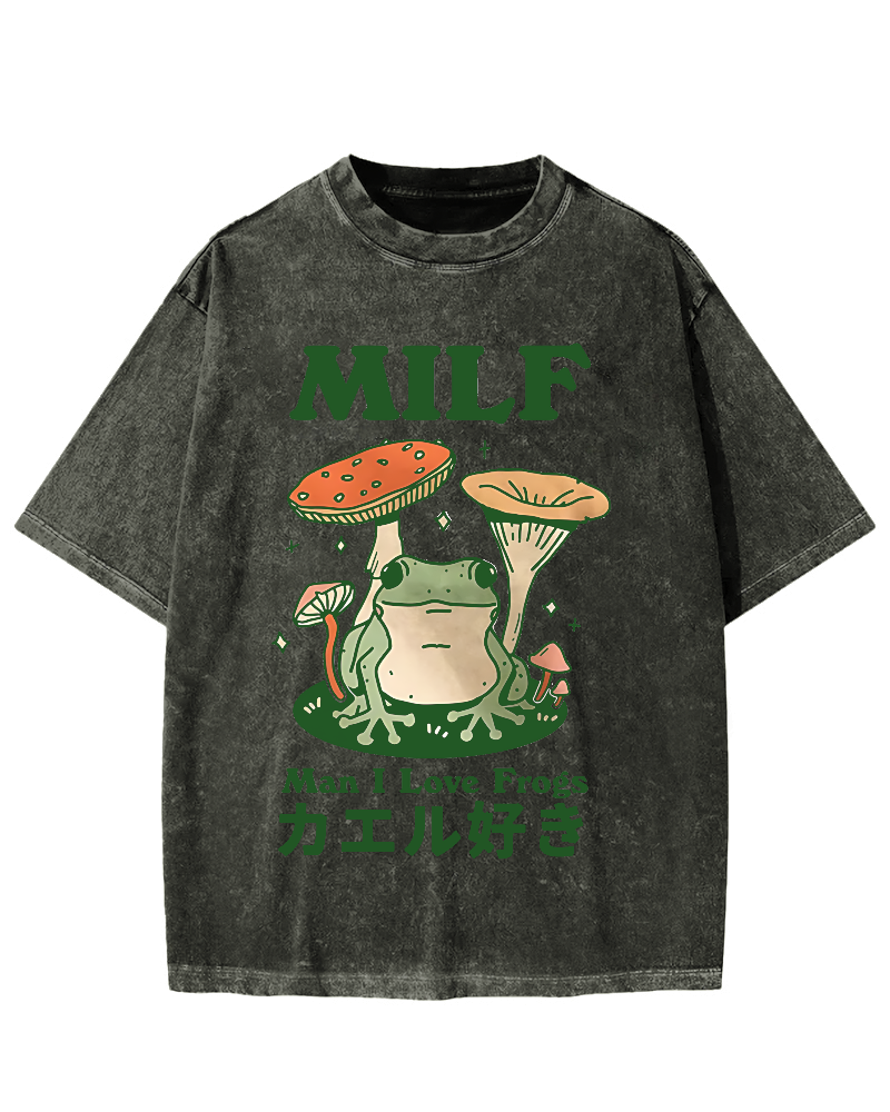 Funny MILF Froggy Vintage Washed T-shirt