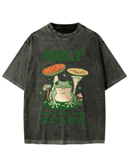 Funny MILF Froggy Vintage Washed T-shirt