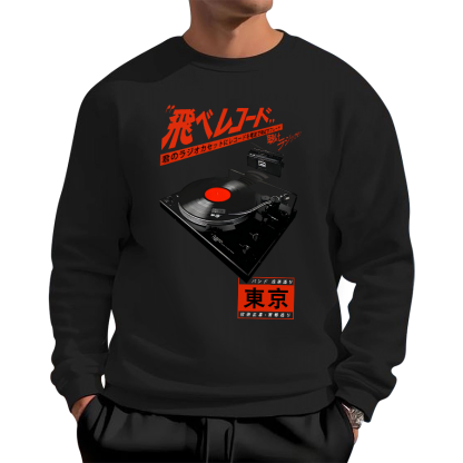 Retro Record Music Art Cotton Pullover Sweatshirt
