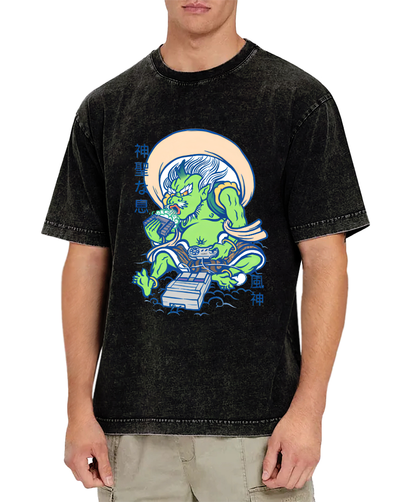 Abstract Monster Japanese Vintage Distressed T-shirt-Zazasy