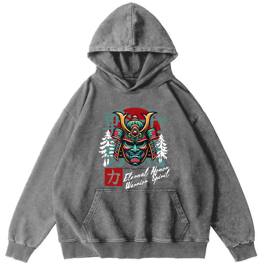 Warrior's Courage Japanese Style Vintage Distressed Hoodie-Zazasy